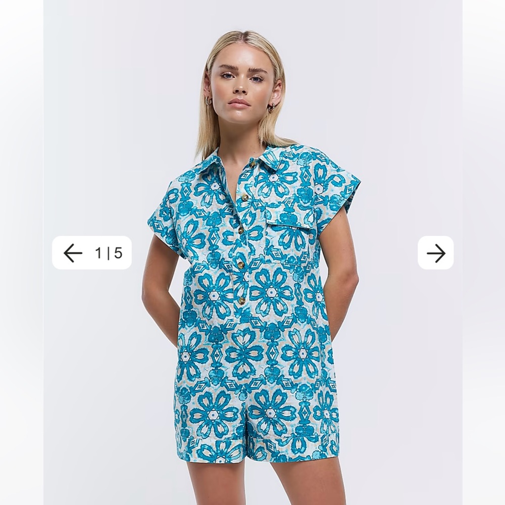 River Island Petite Blue Romper Playsuit